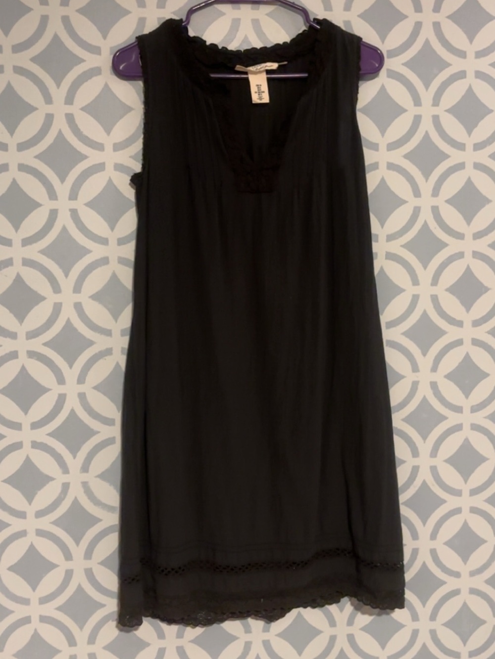 H&M Black Sleeveless Chemise with Lace Trim